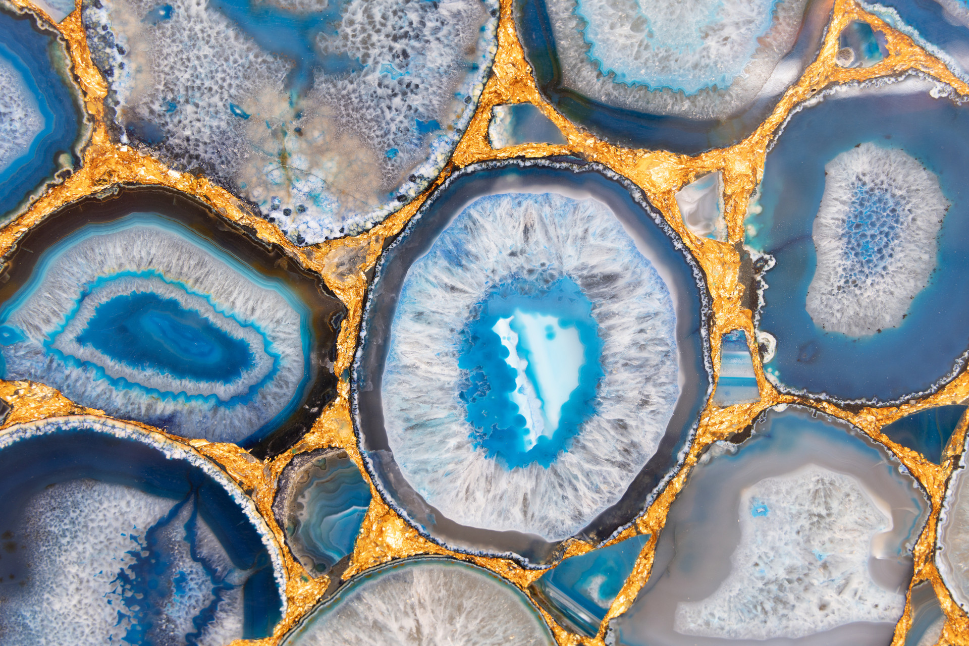 Blue Agate + Golden Leaf